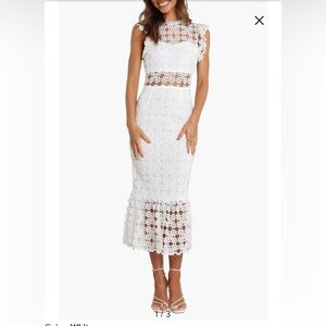 Petal & Pup White Lace Midi Dress